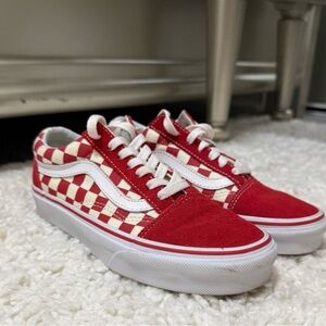 Vans Red and White Checkered Sneakers